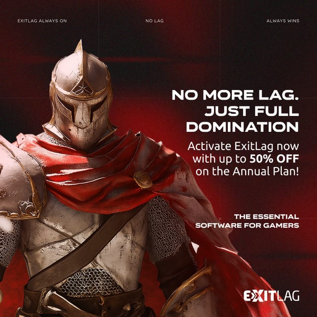 ExitLag: No more lag. Just full domination. Activate ExitLag now with up to 50% off the annual plan. The essential software for gamers.